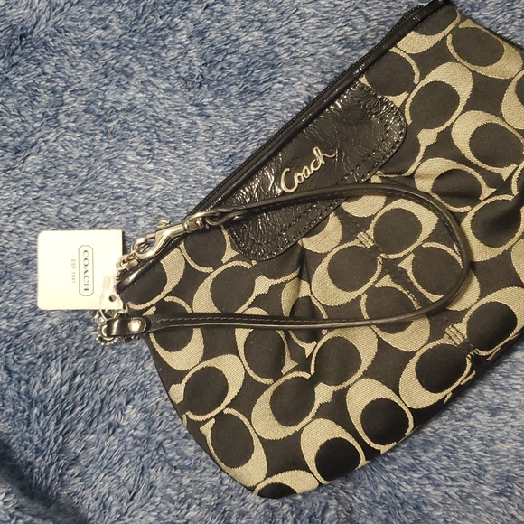Coach Monogram Black and Gray Wristlet - Picture 7 of 9